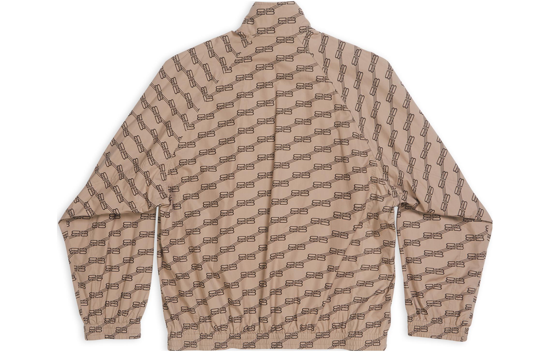 Lookbook Balenciaga SS22 Jaket Zip-Up Coklat Unisex Logo Penuh Potongan Longgar. 704495TML369378