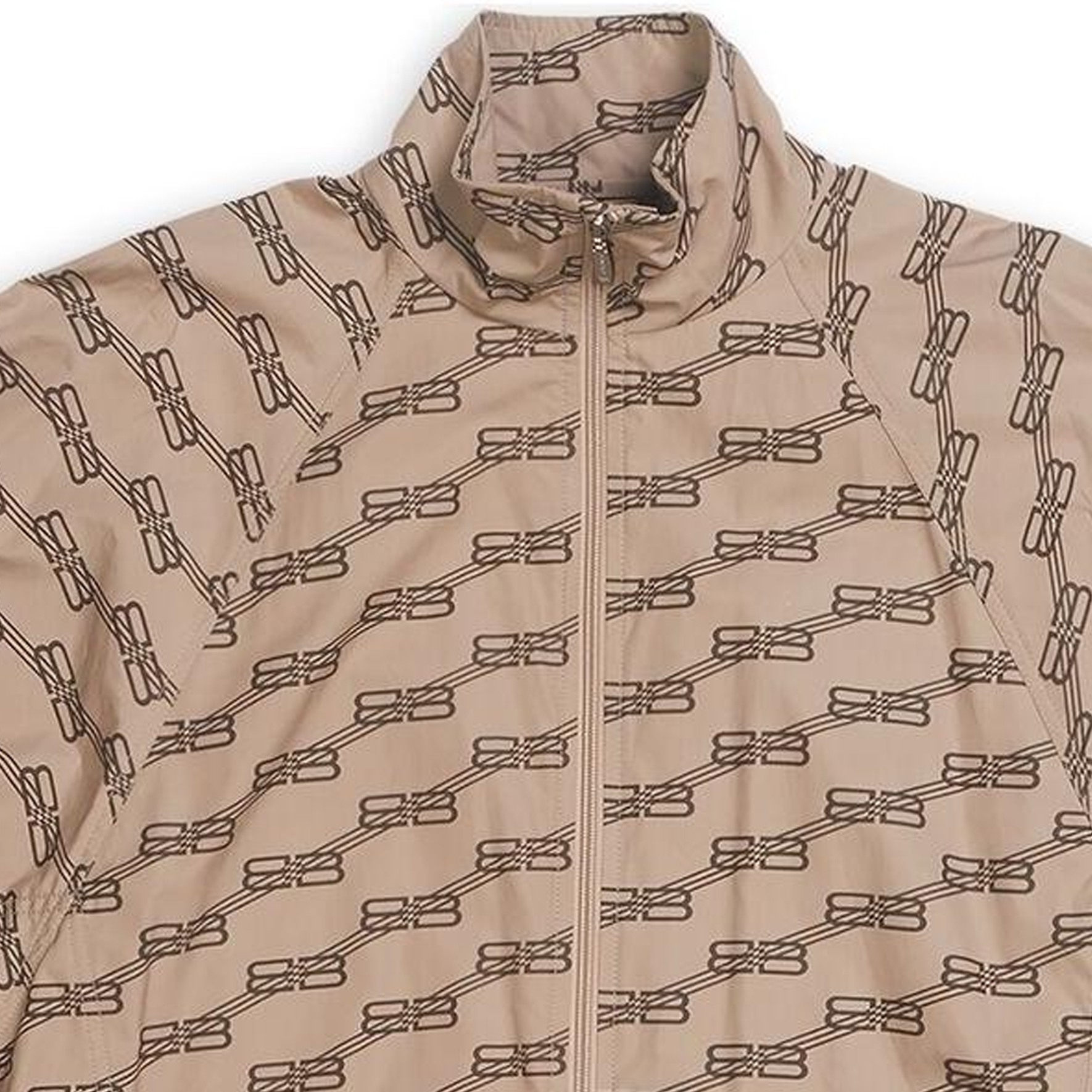 Purchase Balenciaga SS22 Jaket Zip-Up Coklat Unisex Logo Penuh Potongan Longgar. 704495TML369378