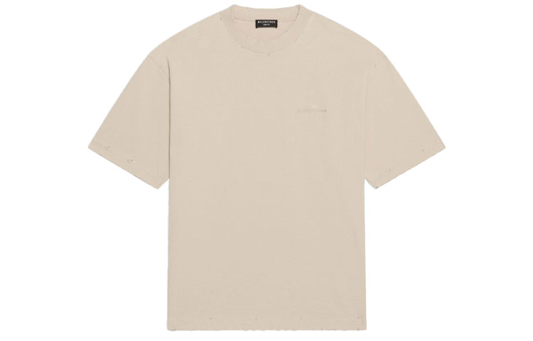 Balenciaga SS22 Beige Logo Embroidered Crewneck T-Shirt . 612966TLVN69661 圖 2