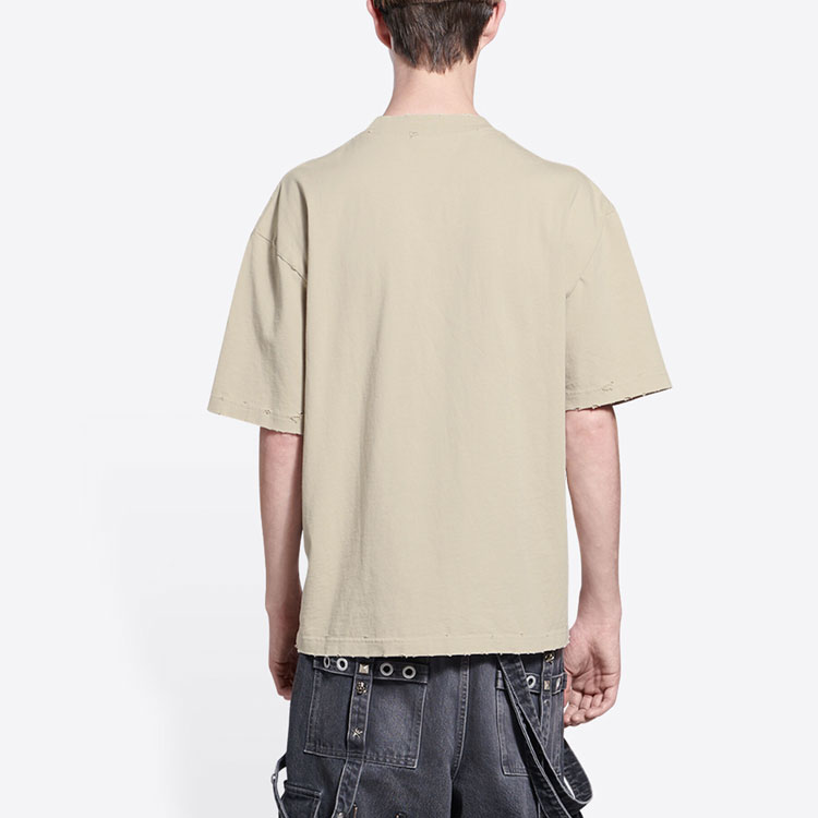 Balenciaga SS22 Beige Logo Embroidered Crewneck T-Shirt . 612966TLVN69661 圖 5