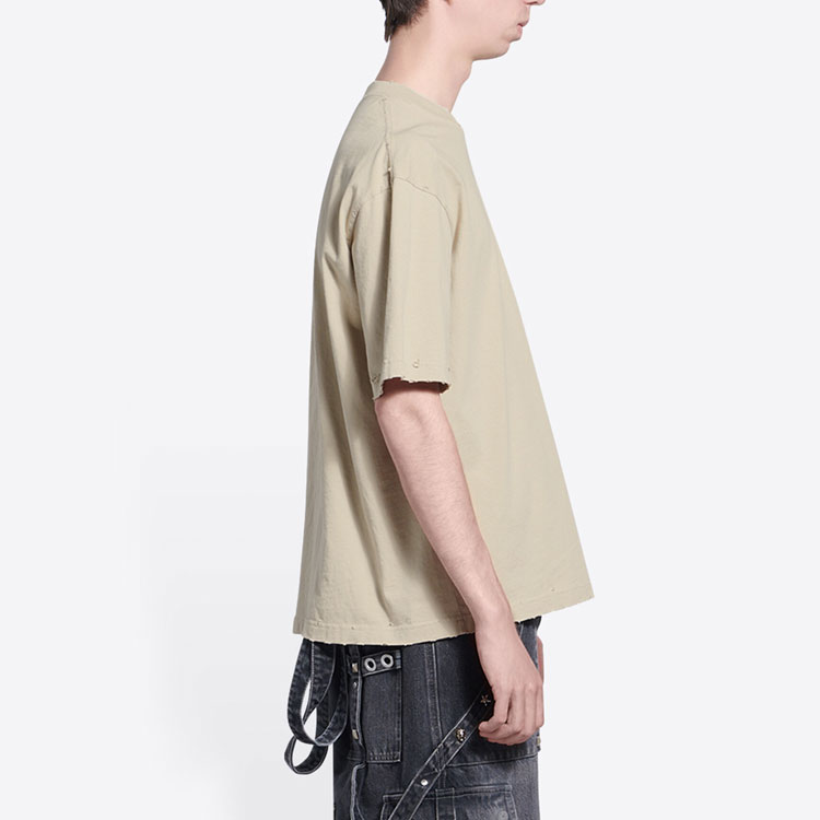 Balenciaga SS22 Beige Logo Embroidered Crewneck T-Shirt . 612966TLVN69661 圖 6