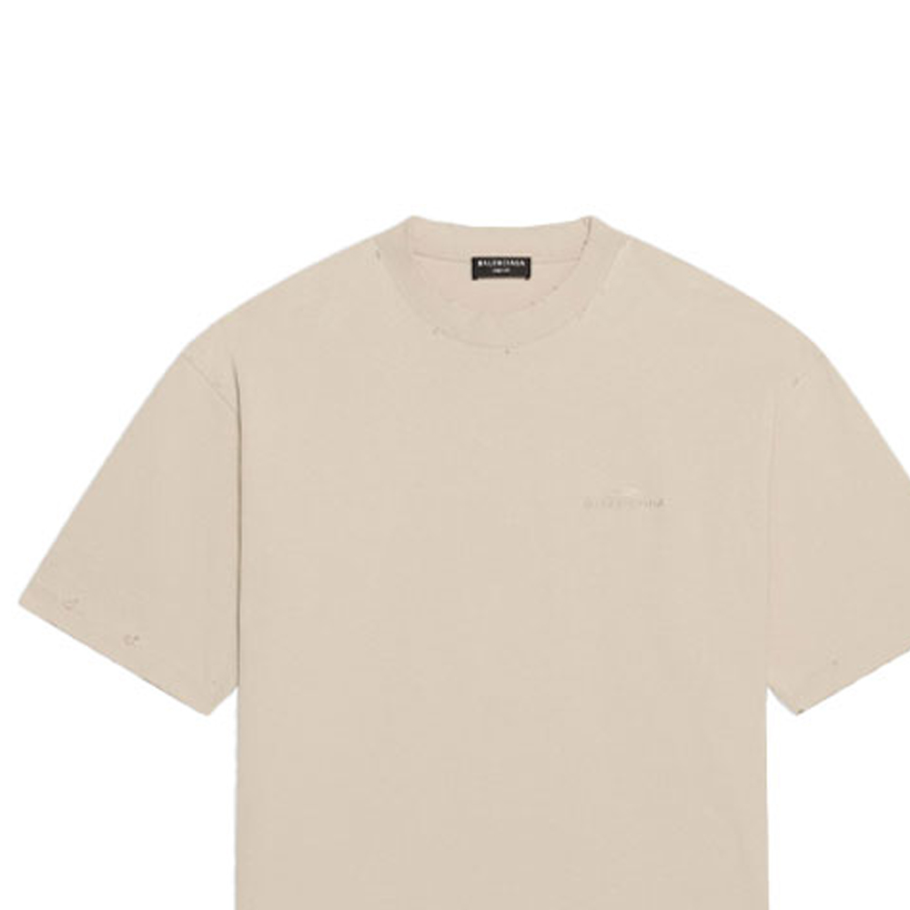 Balenciaga SS22 Beige Logo Embroidered Crewneck T-Shirt . 612966TLVN69661 圖 7