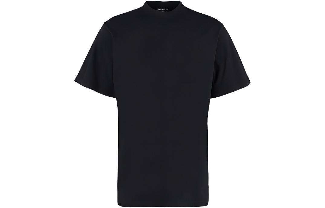 Balenciaga SS22 Black Crewneck Short Sleeve Regular Fit T-Shirt . 681045TLVH91070