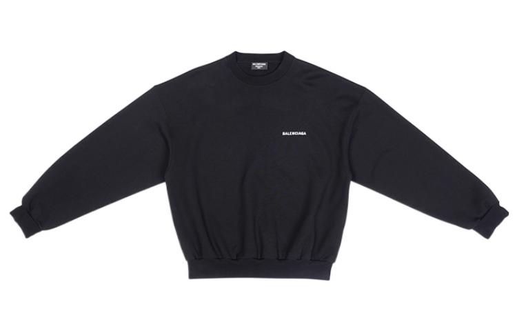 Order バレンシアガ SS22 ブラック ロゴプリント クルーネックスウェットシャツ ユニセックス 697869TMVF51070