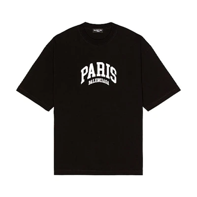 Balenciaga SS22 Black Logo Print Crewneck T-Shirt Regular Fit . 612966TLVL71070