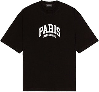 バレンシアガ SS22 ブラック ロゴプリント クルーネック Tシャツ レギュラーフィット 612966TLVL71070 Order バレンシアガ SS22 ブラック ロゴプリント クルーネック Tシャツ レギュラーフィット 612966TLVL71070