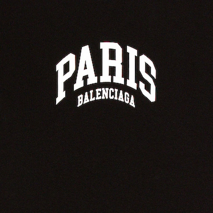 Sizing バレンシアガ SS22 ブラック ロゴプリント クルーネック Tシャツ レギュラーフィット 612966TLVL71070