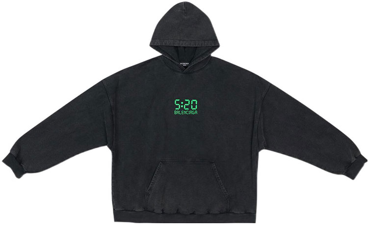 Balenciaga SS22 Black Oversized Hoodie with Letter and Number Print Unisex. 674986TMVL63425