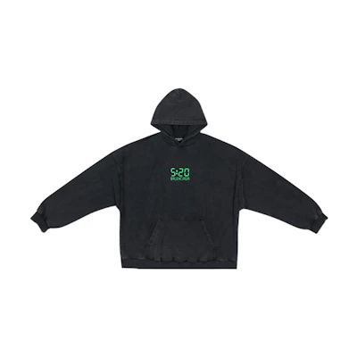 Balenciaga SS22 Black Oversized Hoodie with Letter and Number Print Unisex. 674986TMVL63425