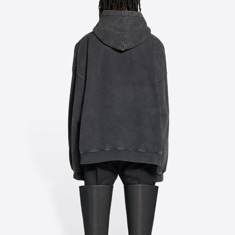 Shop 巴黎世家SS22黑色字母数字印花宽松连帽衫男女款. 674986TMVL63425