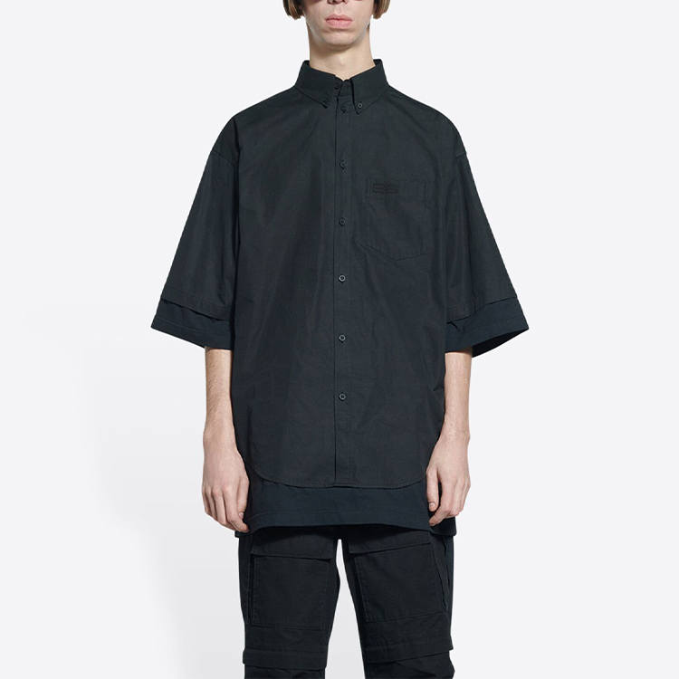 Purchase Balenciaga SS22 Black Short Sleeve Poplin Shirt Unisex 690394TYB181000