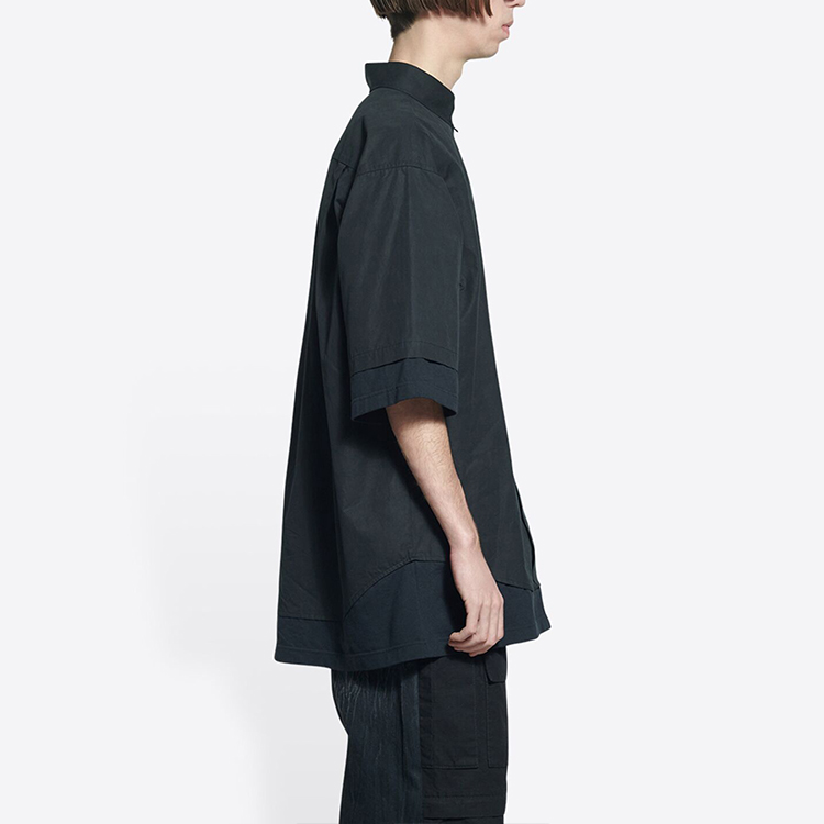 Sizing Balenciaga SS22 Black Short Sleeve Poplin Shirt Unisex 690394TYB181000