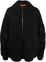 Balenciaga SS22 Black Solid Color Oversized Hooded Bomber Jacket Unisex 720497TNVF71069 Balenciaga SS22 Black Solid Color Oversized Hooded Bomber Jacket Unisex 720497TNVF71069
