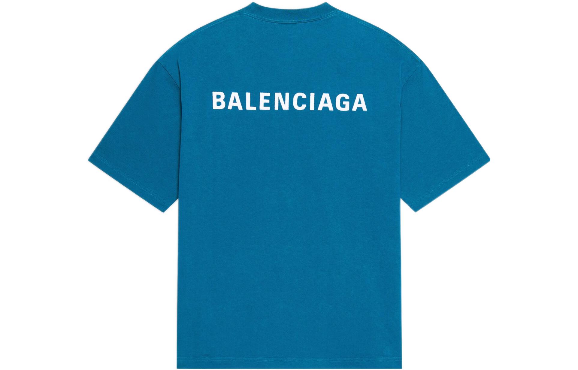 Balenciaga SS22 Blue Oversized  T-Shirt with Embroidered Logo. 612966TLVB99567 圖 3
