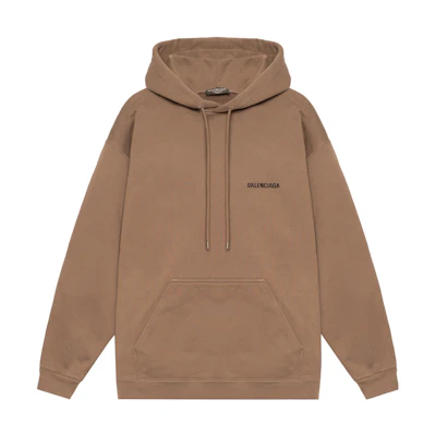 Balenciaga SS22 Brown Logo Print Hoodie Casual Sweatshirt. 600583TMVF57761