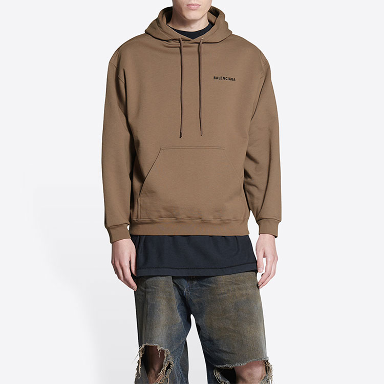 Shop Balenciaga SS22 Brown Logo Print Hoodie  Casual Sweatshirt. 600583TMVF57761