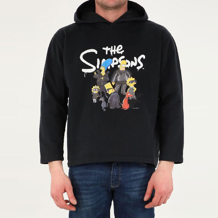 Shop 발렌시아가 SS22 만화 로고 프린트 스웻셔츠 레귤러 핏 블랙 670946.TLVG81000