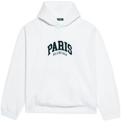 巴黎世家SS22城市系列Logo印花白色寬版連帽衫男裝 674986TLVL89040 Buy 巴黎世家SS22城市系列Logo印花白色寬版連帽衫男裝 674986TLVL89040