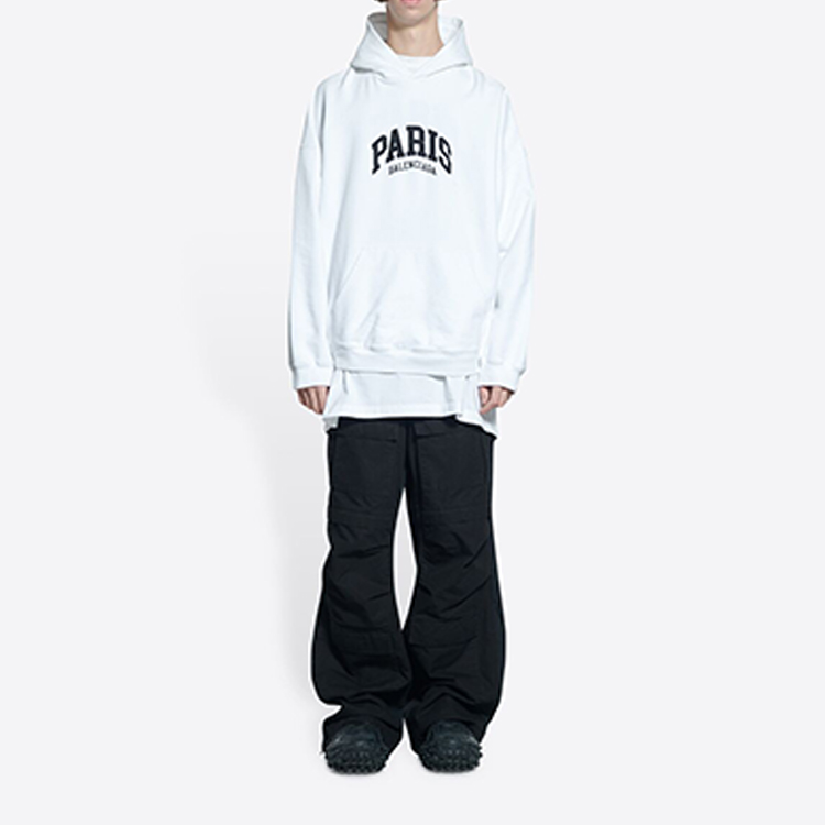 Shop 巴黎世家SS22城市系列Logo印花白色寬版連帽衫男裝 674986TLVL89040