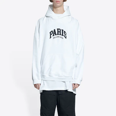 巴黎世家SS22城市系列Logo印花白色寬版連帽衫男裝 674986TLVL89040 Purchase 巴黎世家SS22城市系列Logo印花白色寬版連帽衫男裝 674986TLVL89040