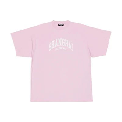 Balenciaga SS22 City Series Pink Crewneck Tee Unisex Letter Print. 676589TLVL32016