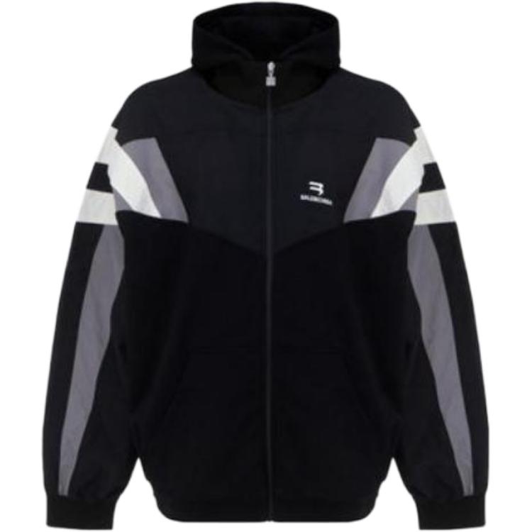 Balenciaga SS22 Colorblock Hoodie Jacket Men’s Black 681790TLVN31000