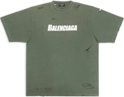 Balenciaga SS22 Destroyed Design Green Oversized T-Shirt Unisex. 651795TKVB83011 Balenciaga SS22 Destroyed Design Green Oversized T-Shirt Unisex. 651795TKVB83011