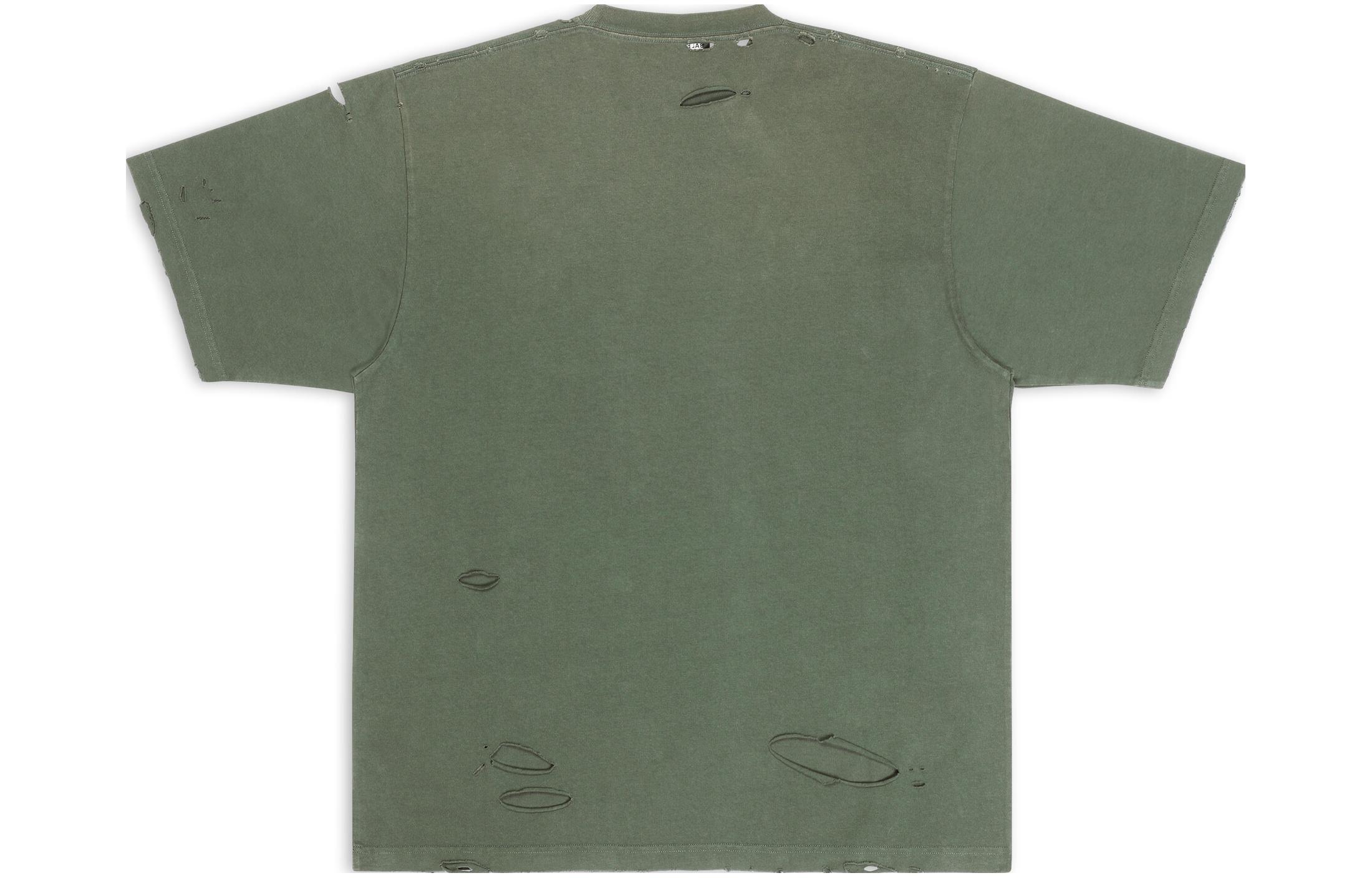 Lookbook 巴黎世家 SS22 破坏设计绿色宽松版型男女同款T恤. 651795TKVB83011