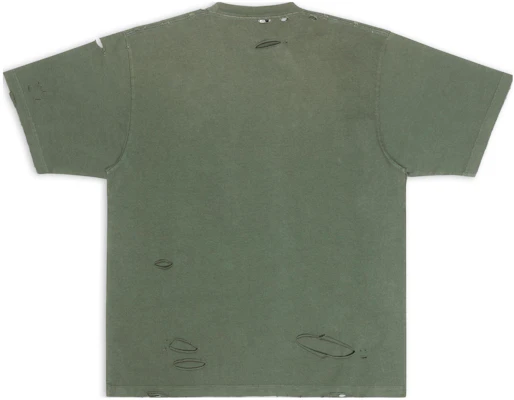 巴黎世家 SS22 破坏设计绿色宽松版型男女同款T恤. 651795TKVB83011 Lookbook 巴黎世家 SS22 破坏设计绿色宽松版型男女同款T恤. 651795TKVB83011