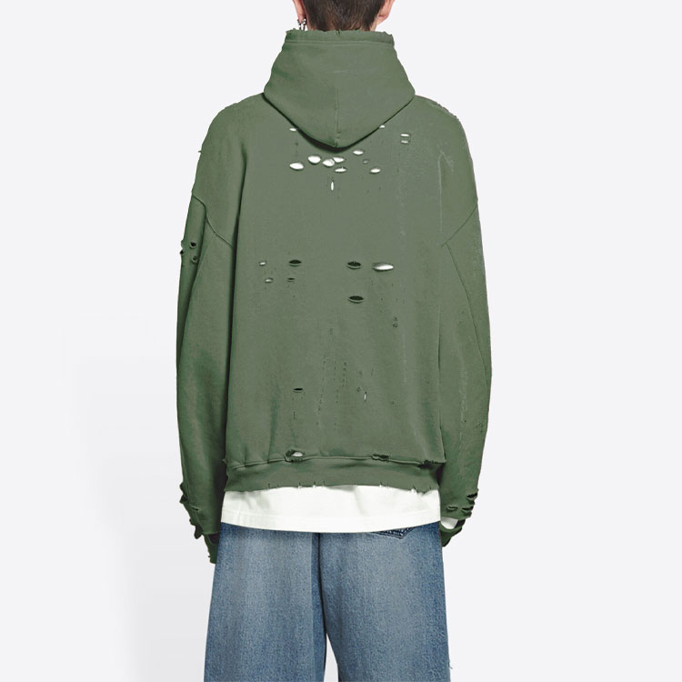 Purchase Balenciaga SS22 Destroyed Logo Print Hoodie Green  Oversized Fit. 659403TKVB63011