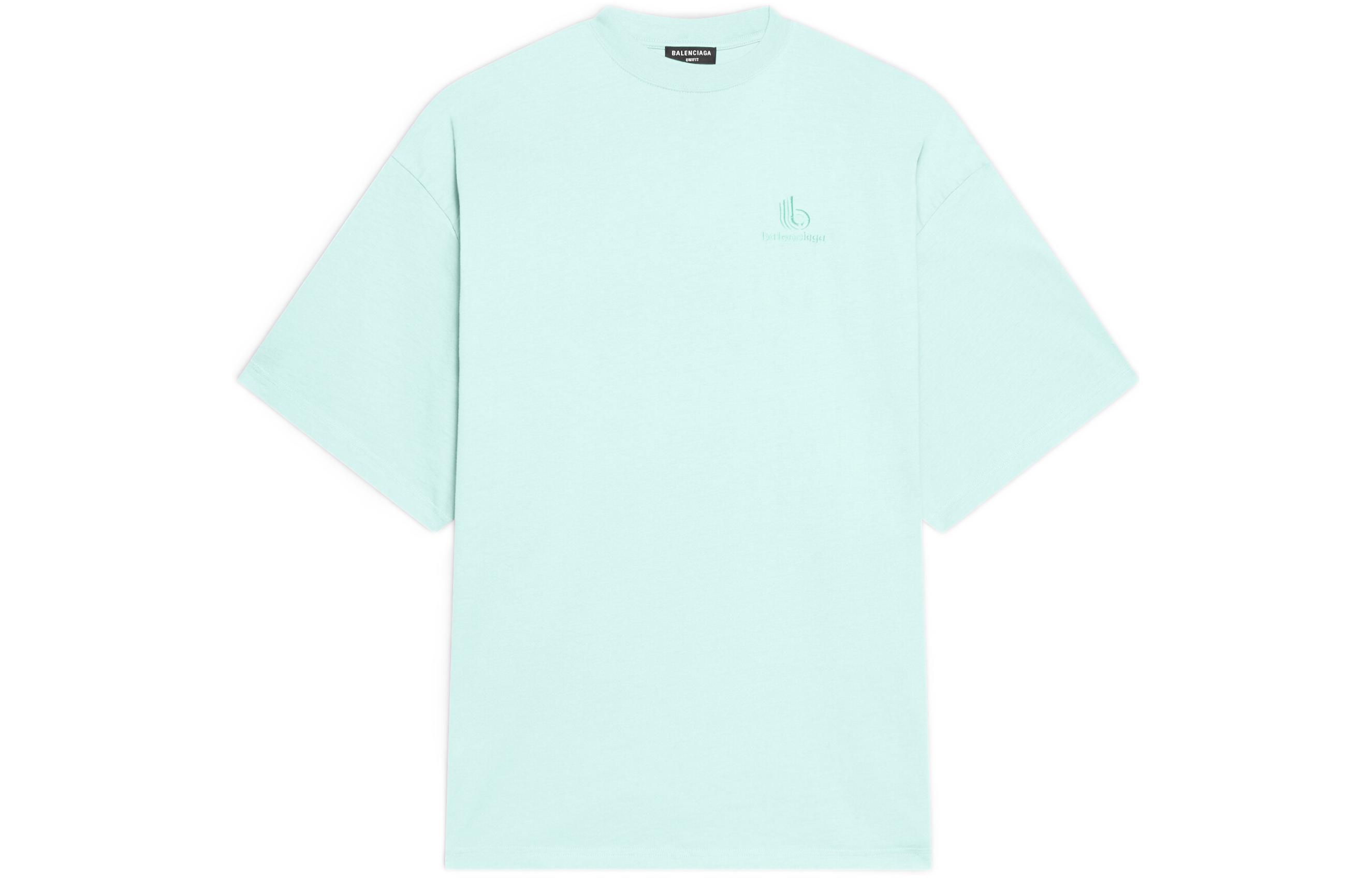 Order Balenciaga SS22 Distressed Solid Crewneck Tee Mint Green  T-Shirt. 681314TLVN10306