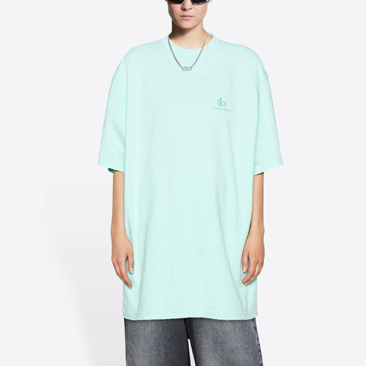 Purchase Balenciaga SS22 Distressed Solid Crewneck Tee Mint Green  T-Shirt. 681314TLVN10306