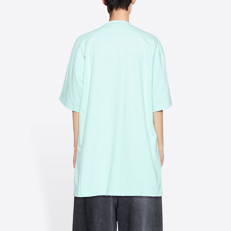 Details for Balenciaga SS22 Distressed Solid Crewneck Tee Mint Green  T-Shirt. 681314TLVN10306