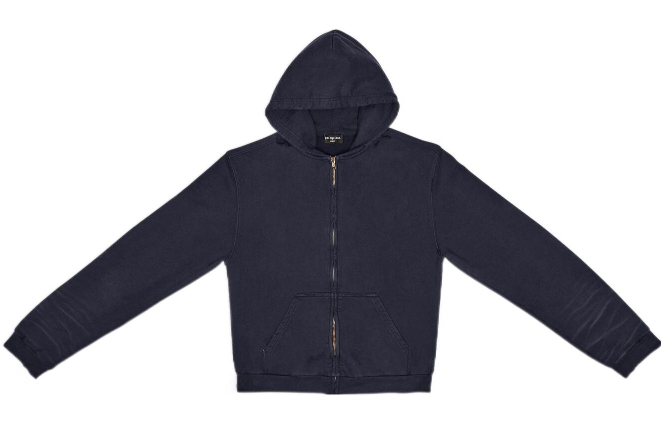 Order Balenciaga SS22 破壞風拉鍊衛衣 黑色 標準版型 697949TMVC21151