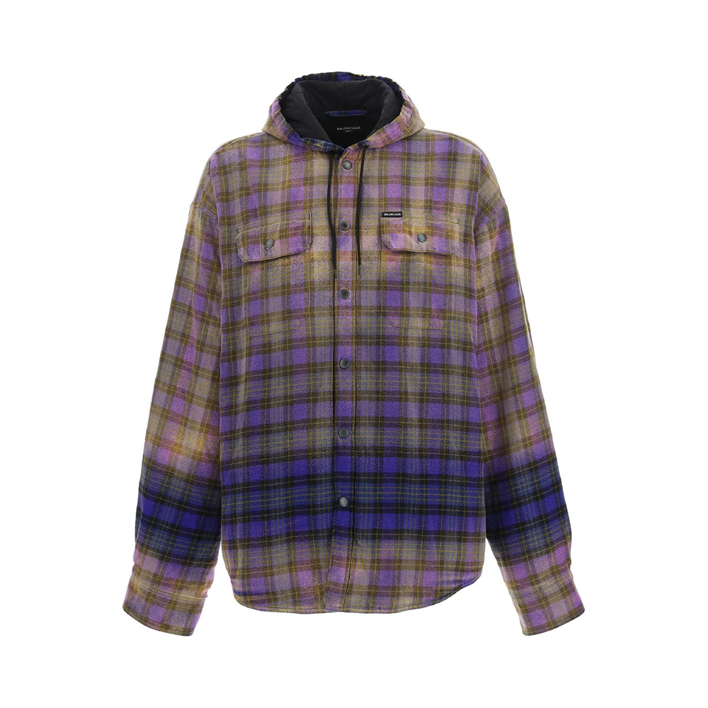 Balenciaga SS22 Dyed Plaid Oversized Hoodie Jacket Purple Unisex 699223TMM095212