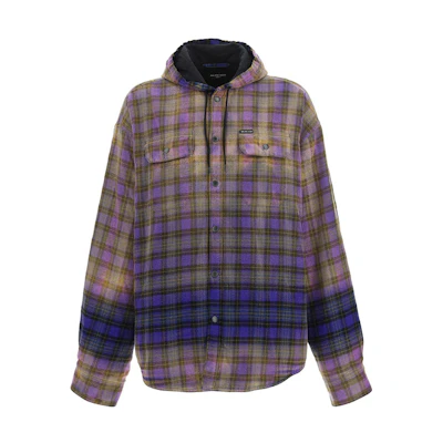 Balenciaga SS22 Dyed Plaid Oversized Hoodie Jacket Purple Unisex 699223TMM095212