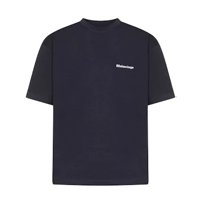 Balenciaga SS22 Embroidered Logo Oversized Navy T-Shirt. 612966TJV873967