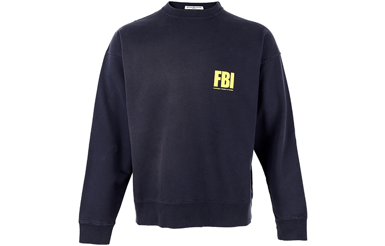 Balenciaga SS22 FBI Text Print Pullover Hoodie Navy - 676629TLVH10426