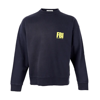 Balenciaga SS22 FBI Text Print Pullover Hoodie Navy - 676629TLVH10426