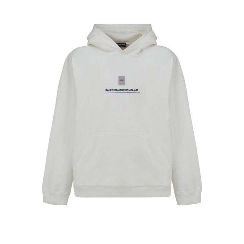 Balenciaga SS22 Front Logo Print Sweatshirt White  Loose Fit. 674986TLVF89016