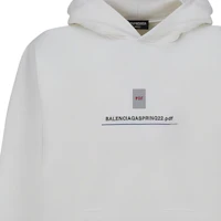 Sizing Balenciaga SS22 前字母印花白色寬鬆版型衛衣. 674986TLVF89016