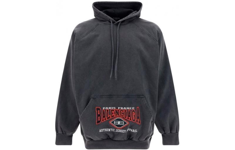 Balenciaga SS22 Gradient Logo Embroidered Hoodie Unisex - Gray 697879TMVB11000