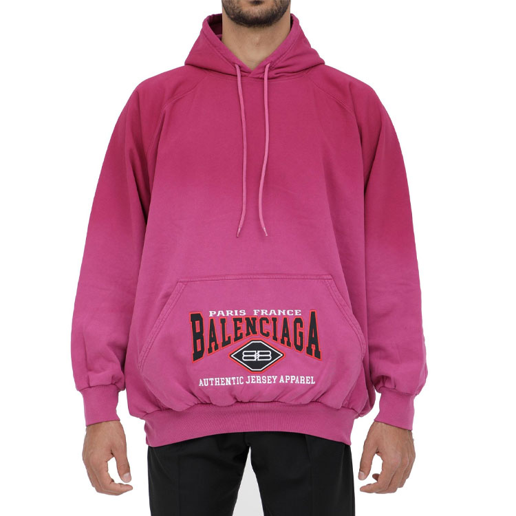 Shop Balenciaga Sudadera Rosa Hombre Oversize Bordada Logo Degradado SS22 697879TMVB10556