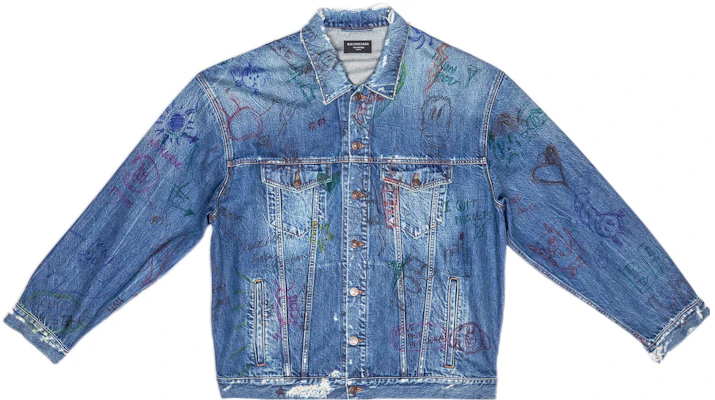 巴黎世家 SS22 涂鸦印花牛仔外套 蓝色 694503TBP484455 Order 巴黎世家 SS22 涂鸦印花牛仔外套 蓝色 694503TBP484455