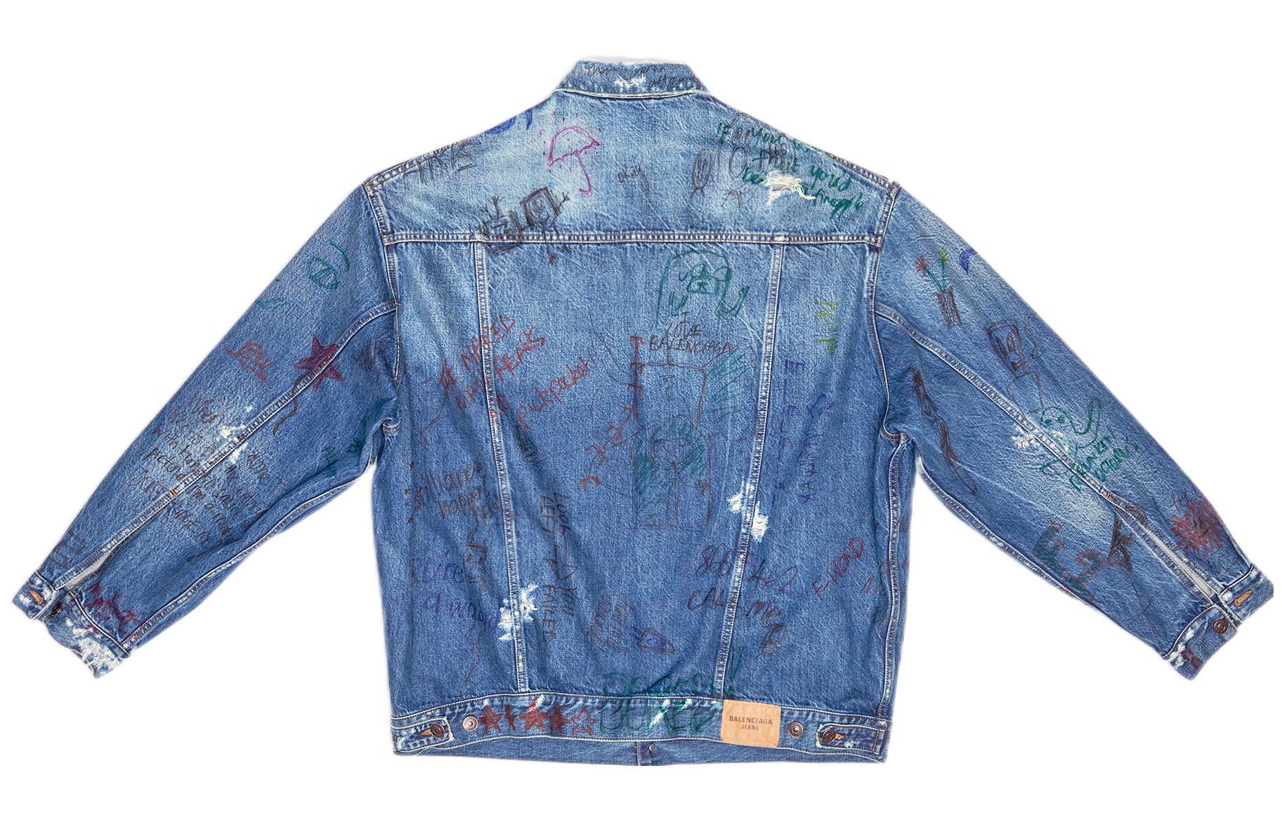 Lookbook 巴黎世家 SS22 涂鸦印花牛仔外套 蓝色 694503TBP484455
