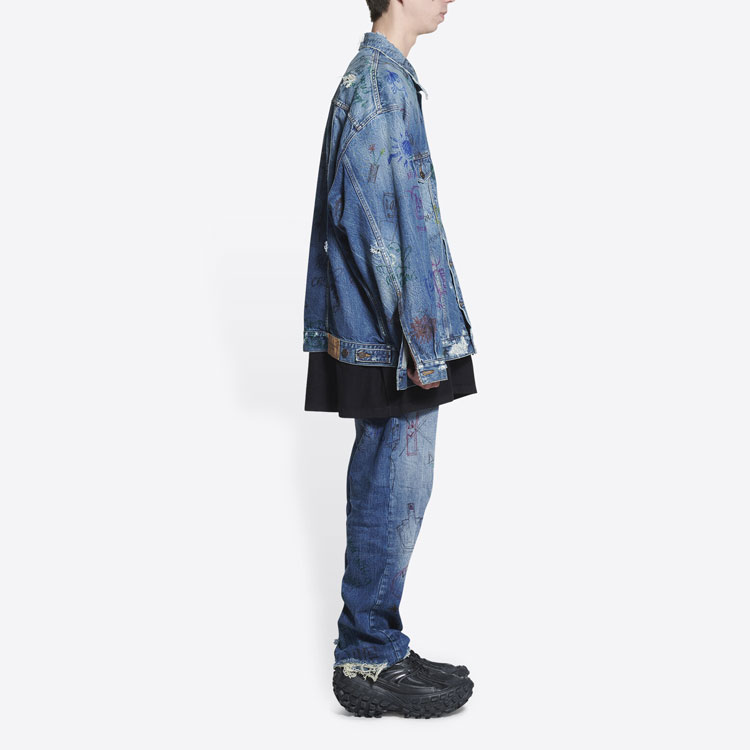 Details for 巴黎世家 SS22 涂鸦印花牛仔外套 蓝色 694503TBP484455