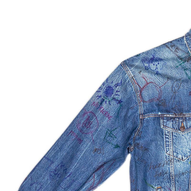 Sizing 巴黎世家 SS22 涂鸦印花牛仔外套 蓝色 694503TBP484455