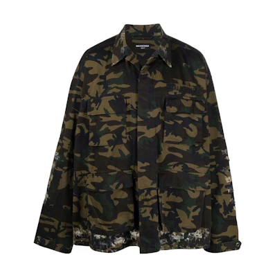 Balenciaga SS22 Green Camouflage Print Pocket Relaxed Jacket Fashion 681441TKL142840