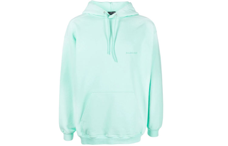 Balenciaga SS22 Green Embroidered Logo Hoodie Long Sleeve Pullover 221342M202001