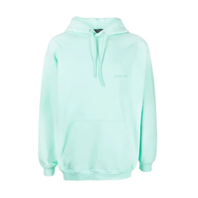 Balenciaga SS22 Green Embroidered Logo Hoodie Long Sleeve Pullover 221342M202001